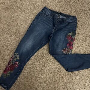 Floral Embroidered Blue Jeans